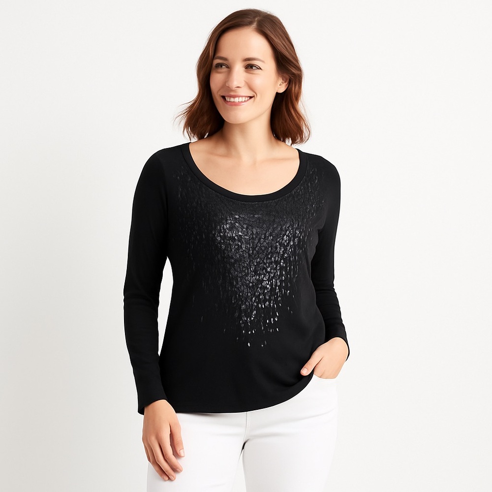 Eileen Fisher black sweater w/ sequins- size xs